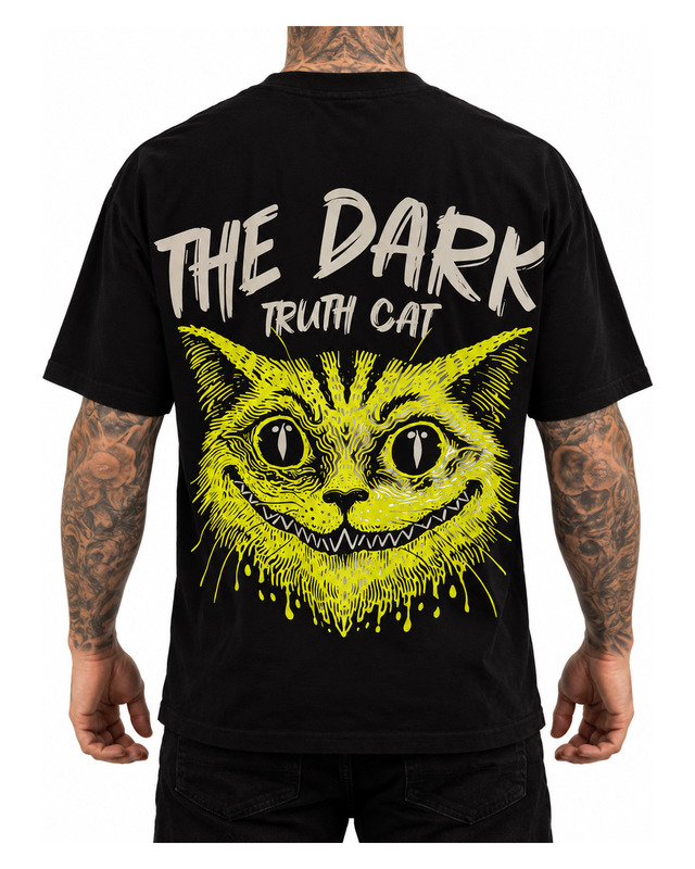 Dark Truth Cat Graphic Shirt — model view