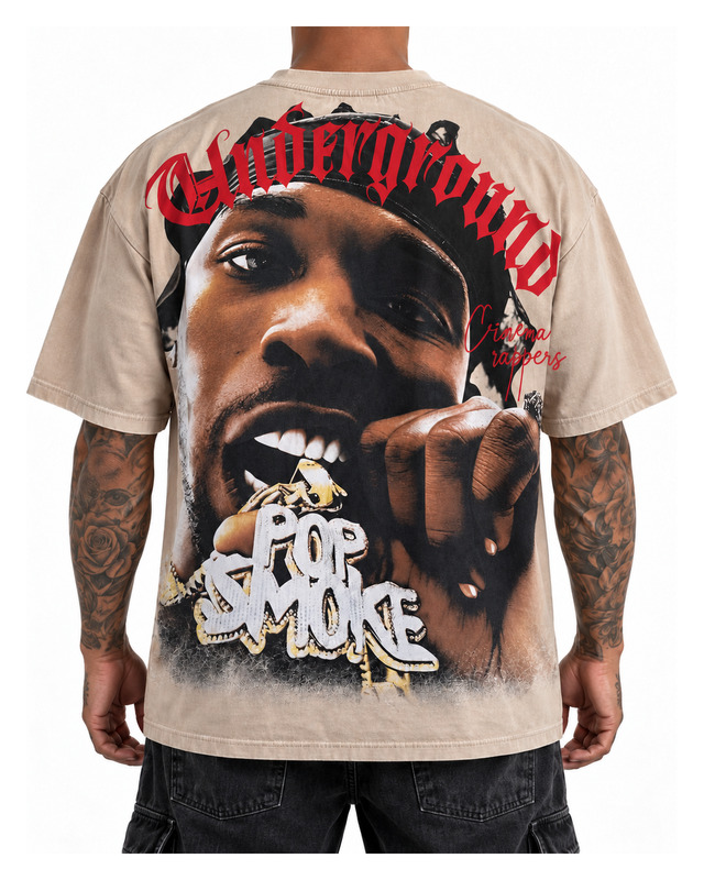 Pop Smoke Portrait Graphic Shirt — model view