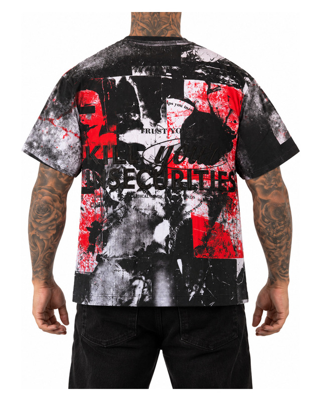 Red & Black Graffiti Graphic Shirt — model view