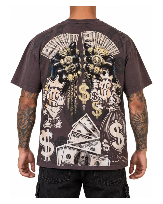 Trap Money Bags Graphic Shirt — model view