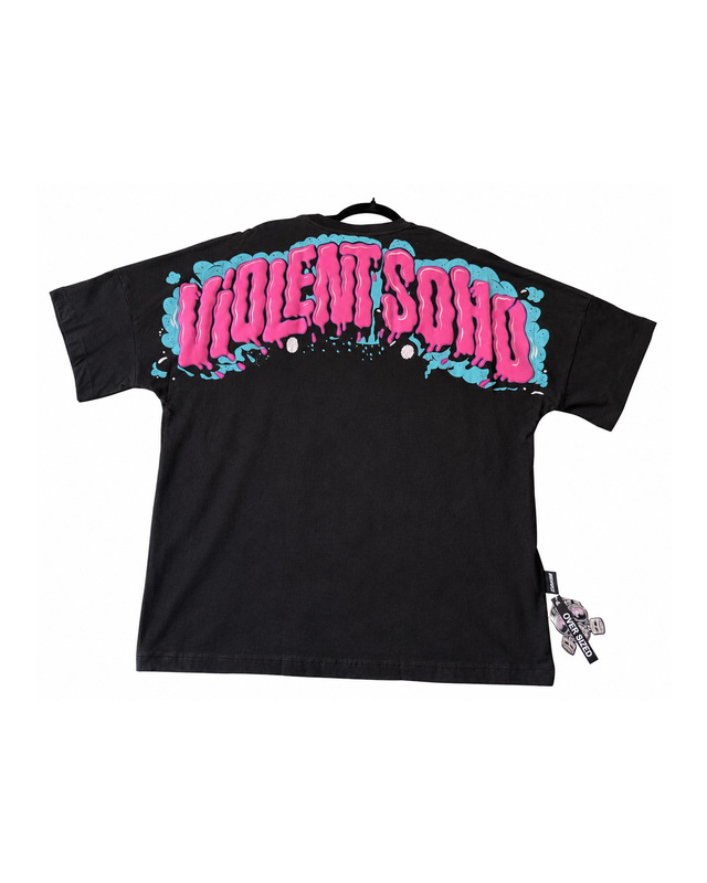 Neon Pink Lettering Graphic Shirt — back